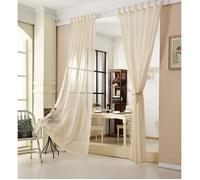 WOLTU 2 pièce Rideau Voilage, décoration pour fenêtre, Suspension à Pattes, 140x225 cm, Sable, VH5864sd-2