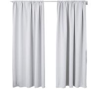 WOLTU 2 pièces Rideaux occultant,pour Maison intérieure pour fenêtre et Porte Isolant Thermique,135x175cm,Gris Blanc VH5882ws-2
