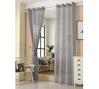 WOLTU® 2 pièces Rideaux Semi-Transparents Déco Maison, Voilage à œillets, Accessoire de mobilier, Convient à la Chambre à Coucher et au Salon, 140x225cm, Gris Foncé