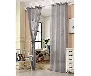 WOLTU® 2 pièces Rideaux Semi-Transparents Déco Maison, Voilage à œillets, Accessoire de mobilier, Convient à la Chambre à Coucher et au Salon, 140x225cm, Gris Foncé