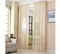 WOLTU 2 pièces Rideaux Semi-Transparents, Suspension avec Passe-Tringle, 140x225cm, Sable, VH5860sd-2