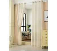 WOLTU 2 pièces Rideaux Semi-Transparents, Voilage à œillets, 140x225cm, Crème, VH5862cm-2