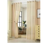 WOLTU 2 pièces Rideaux Semi-Transparents, Voilage à œillets, 140x225cm, Sable, VH5862sd-2