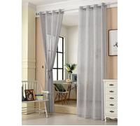 WOLTU 2 pièces Rideaux Semi-Transparents, Voilage à œillets, 140x245cm, Gris Clair, VH5861hgr-2