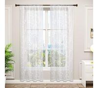 WOLTU 2 Pièces Rideaux Voilage avec Galon Fronceur, 140x245cm, Blanc