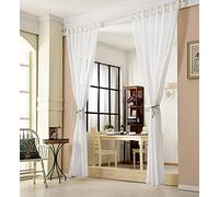 WOLTU®2 Pièces Rideaux Voilage, Décoration Maison, Rideau à Pattes, Translucide, Voile Léger, 140x175cm, Blanc