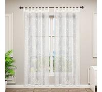 WOLTU 2 Pièces Rideaux Voilage, Décoration Maison, Rideau à Pattes, Translucide, Voile léger, 140x225 cm, Beige