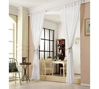 WOLTU®2 Pièces Rideaux Voilage, Décoration Maison, Rideau à Pattes, Translucide, Voile Léger, 140x225cm, Blanc