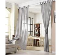 WOLTU®2 Pièces Rideaux Voilage, Décoration Maison, Rideau à Pattes, Translucide, Voile Léger, 140x225cm, Gris Foncé