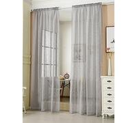 WOLTU® 2 Pièces Rideaux Voilage, Décoration Maison, Suspension avec Galon Fronceur, Rideau Translucide, Voile Léger, 140x175cm, Gris Clair