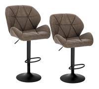 WOLTU Lot de 2 Tabourets de Bar Réglables en Hauteur, Chaises Hautes pour Bar avec Dossier, Siège Rembouré en Similicuir Pied en Métal, Brun Foncé