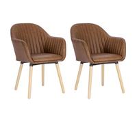 WOLTU 2 x Chaise de Salle à Manger en Similicuir Surface, Pieds en Bois Massif, Chaise de Salon, Marron BH336br-2