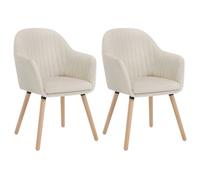WOLTU 2 X Chaise de salle à manger pour cuisine-salon-café, Siège en velours, Pieds en bois massif, Crème