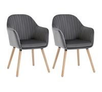 WOLTU 2 X Chaise de salle à manger pour cuisine-salon-café, Siège en velours, Pieds en bois massif,Gris foncé