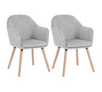 WOLTU 2 X Chaise de salle à manger pour la cuisine-salon-café, Siège en velours, Pieds en bois massif, Gris clair