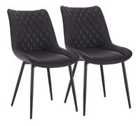 WOLTU 2 X Chaises de salle à manger, Chaises de Cusine, Siège rembourré en Similicuir, pieds en métal, Anthracite