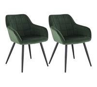 WOLTU 2 x Chaises de salle à manger siège bien rembourré en velours, Chaise de cuisine, pieds en métal, Vert Foncé