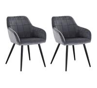 WOLTU 2 x Chaises de salle à manger siège bien rembourré en velours, Chaise de cuisine, pieds en métal, Gris Foncé