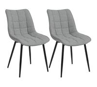 WOLTU 2 X Chaises de salle à manger siège en lin, Chaises de Cusine, pieds en métal, Gris Clair