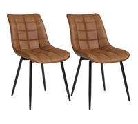 WOLTU 2 X Chaises de salle à manger siège en Similicuir, Chaises de Cusine, pieds en métal, Brun Clair