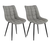 WOLTU 2 X Chaises de salle à manger siège en Similicuir, Chaises de Cusine, pieds en métal, Gris