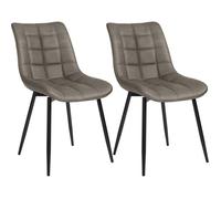 WOLTU 2 X Chaises de salle à manger siège en Similicuir, Chaises de Cusine, pieds en métal, Gris Foncé