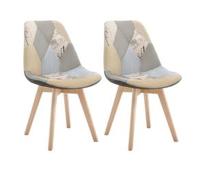 WOLTU 2 X Chaises Salle à Manger, Chaise Patchwork, en Lin + Bois Gris + Kaki BH29pw-2