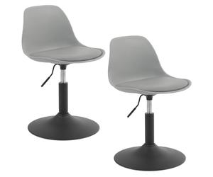 WOLTU 2 X Réglable Tabouret Chaise Travail Chaise de Salle à Manger Tabouret de Maquillage Chaise Pivotante Similicuirs pour Bureau Domicile Magasin, Hauteur Réglable de 39,5-50,5cm,Gris BH304gr-2