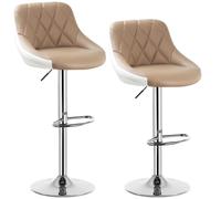 WOLTU 2 X Tabouret de bar en cuir artificiel design 2 couleurs siège bien rembourré Kaki Blanc
