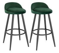 WOLTU 2 x Tabouret de Bar en Velours,Tabouret de comptoir avec Repose-Pieds en métal,Vert foncé,Capacité 120kg