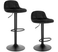 WOLTU Tabouret de Bar Lot de 2, Tabourets avec Dossier, Velours, Noir