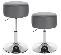 WOLTU 2 X Tabouret de bar sans dossier, Siège en similicuir, Hauteur réglable, Gris