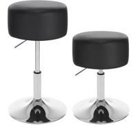 WOLTU 2 X Tabouret de bar sans dossier, Siège en similicuir, Hauteur réglable, Noir