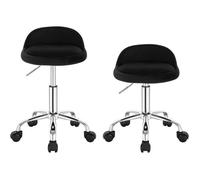 WOLTU 2 x Tabouret de Bureau avec Dossier, Chaise d'ordinateur à roulettes, Réglable en Hauteur 43-54,5cm, Noir BS127sz-2