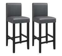 WOLTU 2 X Tabourets de Bar avec Pieds en Bois,Chaises avec Dossier en Cuir synthétique,Gris BH21gr-2