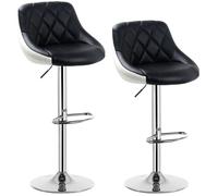 WOLTU 2 x Tabourets de bar design 2 couleurs siege en cuir artificiel Tabourets de cuisine hauteur réglable Noir Blanc