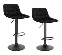 WOLTU Tabouret de Bar Lot de 2, Tabourets Rotatifs et Réglables en Hauteur, en Velours et Métal, Noir