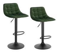 WOLTU Tabouret de Bar Lot de 2, Tabourets Rotatifs et Réglables en Hauteur, en Velours et Métal, Vert Foncé