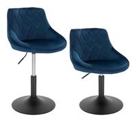 WOLTU Lot de 2 Tabouret de Bar Pivotant et Réglable en Hauteur de 42-58cm, Tabouret de Bistrot en Velours avec Structure Métallique, Bleu BH242bl-2