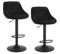 WOLTU Tabouret de Bar Lot de 2, Chaise de Bar Haute Cuisine, Réglable en Hauteur, Siège pivotant à 360° Confortable, avec Dossier et Repose-Pieds, pour Cuisine, Salle à Manger, en Velours, Noir