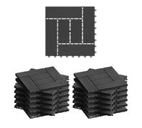 WOLTU 22 × Carrelage de Sol E×térieur WPC, 30×30cm/Pièce, Anthracite | en Composite Bois-Plastique, pour Jardin, Terrasse, avec Système d'Encliquetage pour Fixation(22 pièces /2m²)