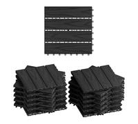 WOLTU 22 × Carrelage de Sol E×térieur WPC, 30×30cm/Pièce, Anthracite | en Composite Bois-Plastique, pour Jardin, Terrasse, avec Système d'Encliquetage pour Fixation(22 pièces /2m²)