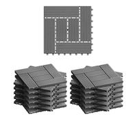 WOLTU 22 × Carrelage de Sol E×térieur WPC, 30×30cm/Pièce, Gris Clair | en Composite Bois-Plastique, pour Jardin, Terrasse, avec Système d'Encliquetage pour Fixation(22 pièces /2m²)