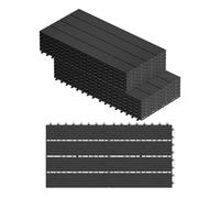 WOLTU 22 × WPC Dalle de sol Revêtement Carrelage, 30×60cm/Pièce,Anthracite | en Composite Bois-Plastique, pour Jardin, Terrasse, avec Système d'Encliquetage pour Fixation(22 pièces /2m²)