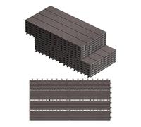 WOLTU 22 × WPC Dalle de sol Revêtement Carrelage, 30×60cm/Pièce,Café | en Composite Bois-Plastique, pour Jardin, Terrasse, avec Système d'Encliquetage pour Fixation(22 pièces /2m²)