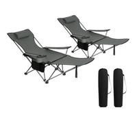 WOLTU 2x Chaise de Camping Pliante, Fauteuil de Pêche avec Appui-tête, Chaise de Plage avec sac de Transport, Gris CPS8148gr-2