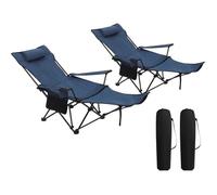 WOLTU 2x Chaise de Camping Pliante, Fauteuil de Pêche avec Appui-tête, Chaise de Plage avec sac de Transport, Bleu CPS8148bl-2