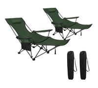 WOLTU 2x Chaise de Camping Pliante, Fauteuil de Pêche avec Appui-tête, Chaise de Plage avec sac de Transport, Vert W0ETT0090-2