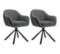 WOLTU 2x Chaise Salle à Manger Pivotante à 360°, Chaise de Cuisine Scandinave en Chenille, Pieds en Métal, Gris Foncé W0ATT0170-2
