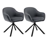 WOLTU 2x Chaise Salle à Manger Pivotante à 360°, Chaise de Cuisine Scandinave en Velours, Pieds en Métal, Gris Foncé W0ATT0172-2